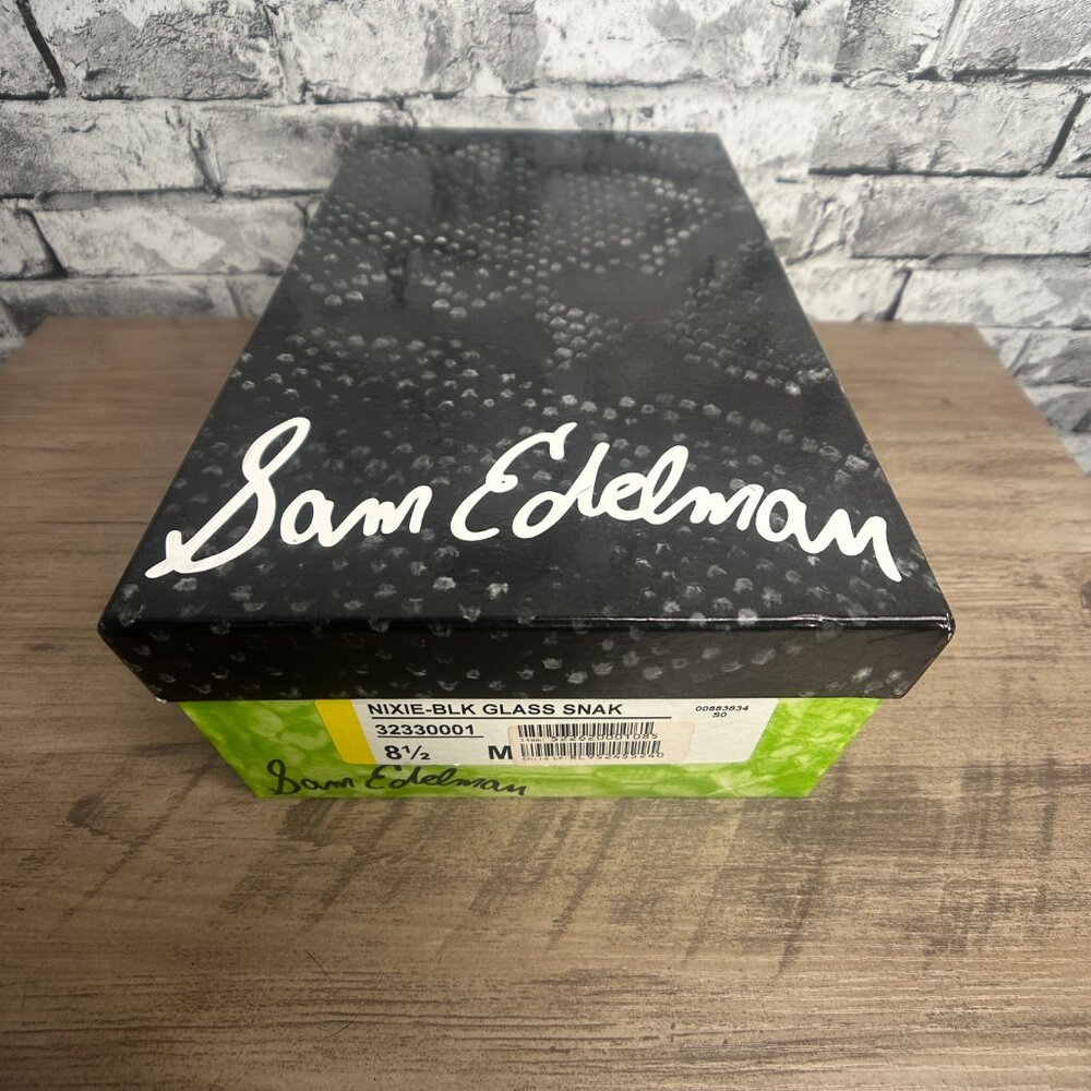 EUC Sam Edelmen Nixie Black Glass Snake Heels Size 8.5 IN BOX - Picture 14 of 16